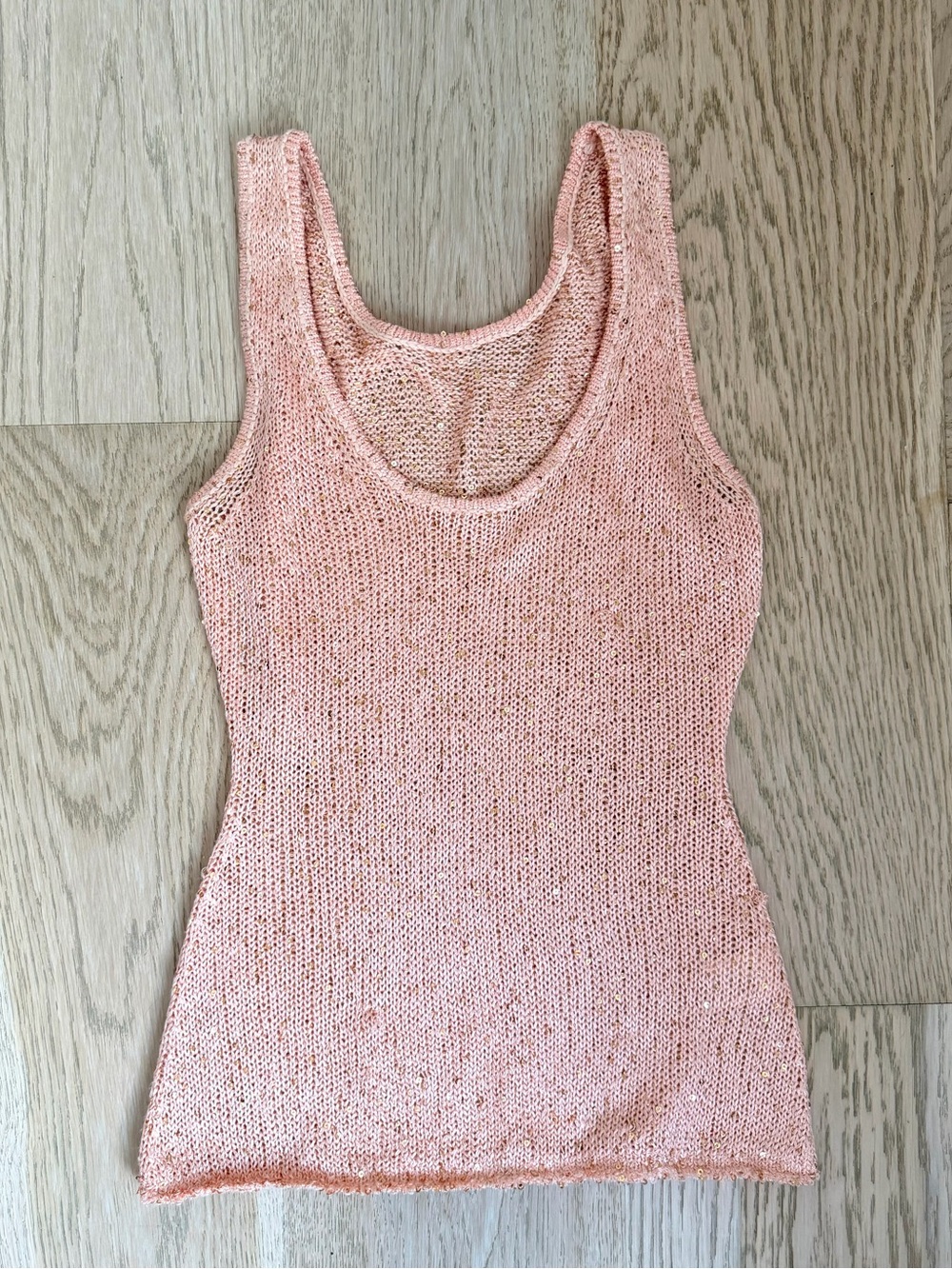 Asta Resort Coral Pink Sequin Knit Tank